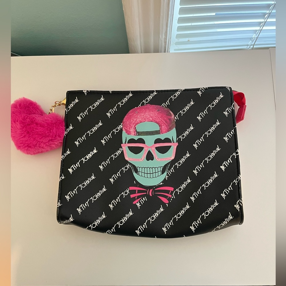 Betsey Johnson Skull Aqua Pink Pouch